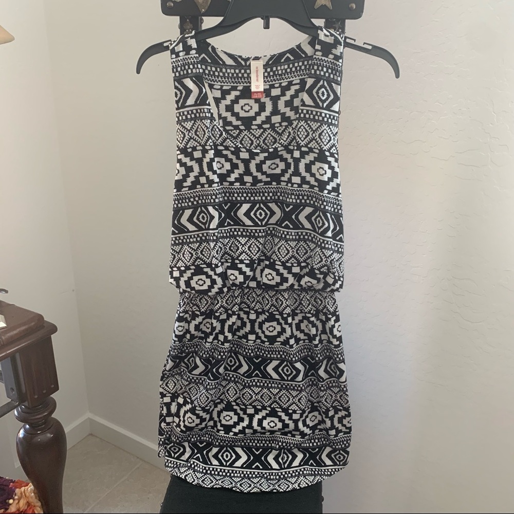 Native/Tribal Print Black/White Racerback Dress